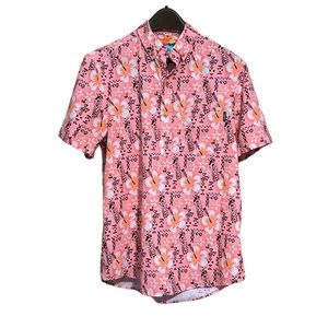 Chubbies Vibrant Pink Floral Button Down Shirt